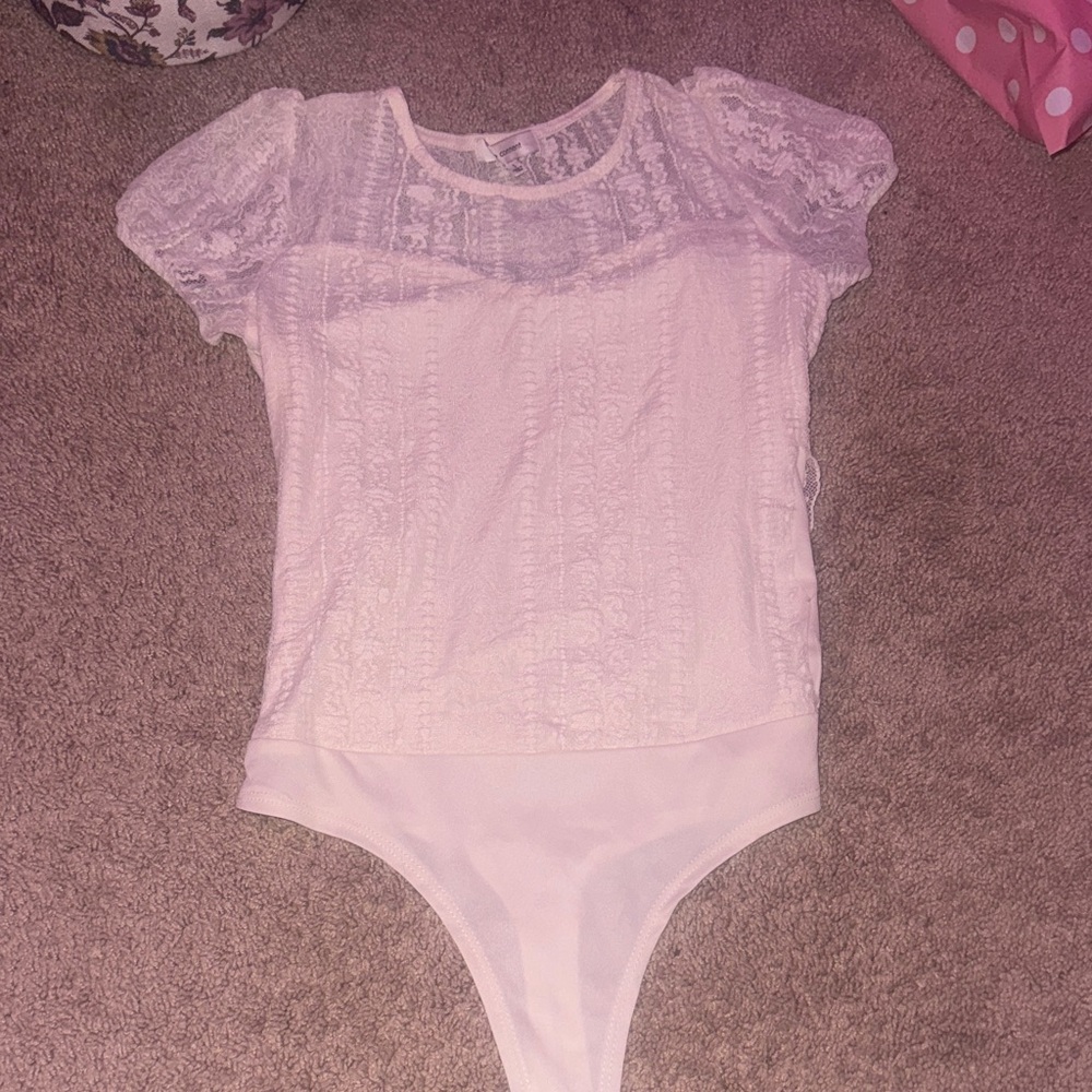 No Comment White lace babydoll bodysuit
